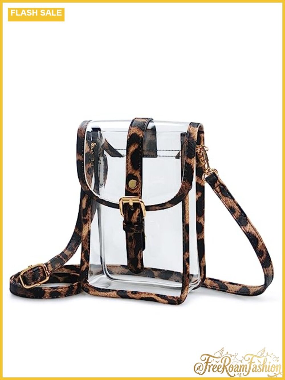 Clear PVC Saddle Crossbody Bag Small Stadium Approved Chain Purse